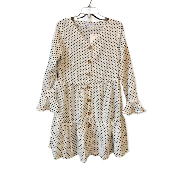 MISSLOOK Dresses & Skirts - Misslook Long Sleeve Polka Dot Dress